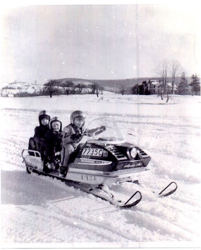 Snowmobiling Cavallaro kids: Robyn, Jacquelyn & Andrew. 1971 chs-007080